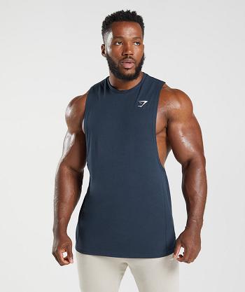 Camiseta Tirantes Gymshark React Drop Arm Hombre Azul Marino | CO 3153MQZ